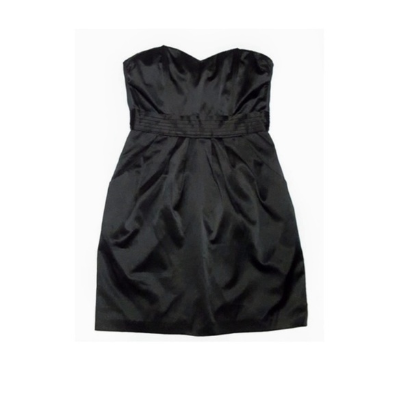 H&M Strapless Little Black Satin Mini Dress - Picture 1 of 4